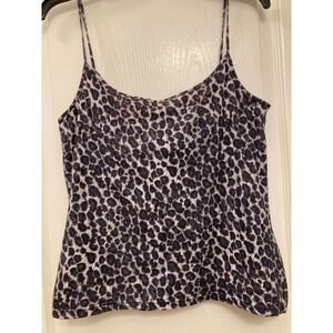 Liz Claiborne Collection Tank Top L Leopard Print Sleeveless Cotton Blend‎